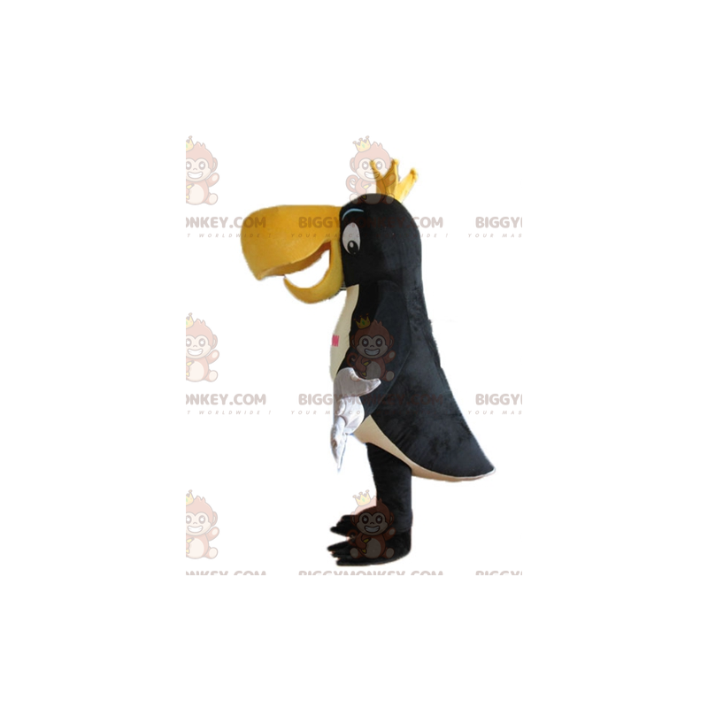Disfraz de mascota BIGGYMONKEY™ Tucán negro, blanco y amarillo Disfraz de mascota BIGGYMONKEY™ Tucán negro, blanco y amarillo