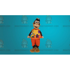 Brauner Affe BIGGYMONKEY™ Maskottchenkostüm in orangefarbenem