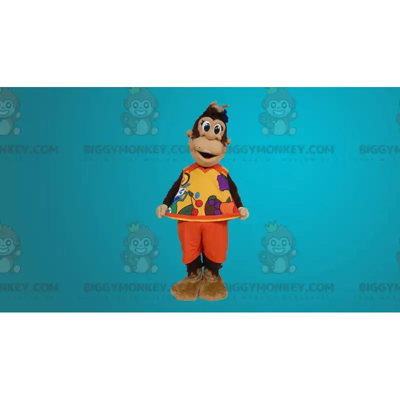 Costume da mascotte BIGGYMONKEY™ da scimmia marrone vestito con