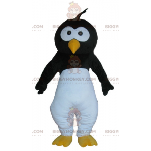 Penguin sort hvid og gul fugl BIGGYMONKEY™ maskot kostume -