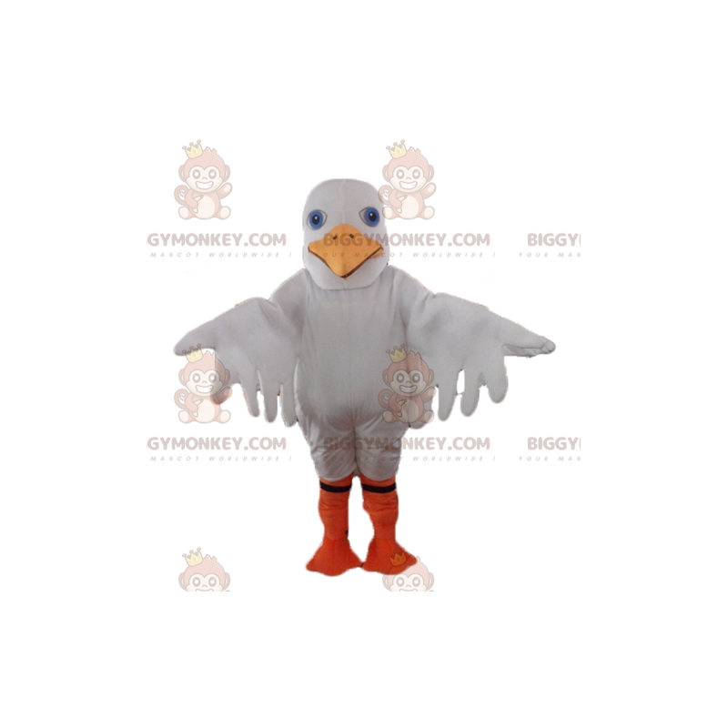 Traje de mascote gaivota branca e amarela gaivota branca e Traje de mascote gaivota branca e amarela gaivota branca e