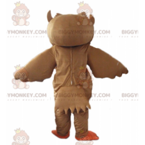 BIGGYMONKEY™ Mascottekostuum bruine en witte uil met grote ogen