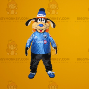 Musta ja oranssi koiran BIGGYMONKEY™ maskottiasu -