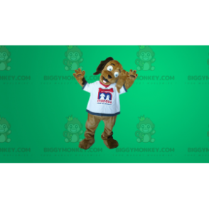 Kostým BIGGYMONKEY™ maskot Hnědý pes v bílém tričku –