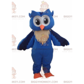 BIGGYMONKEY™ Maskottchenkostüm Blaue und weiße Eule mit großen