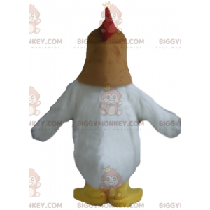 Giant Plump White and Red Brown Hen BIGGYMONKEY™ Mascot Costume