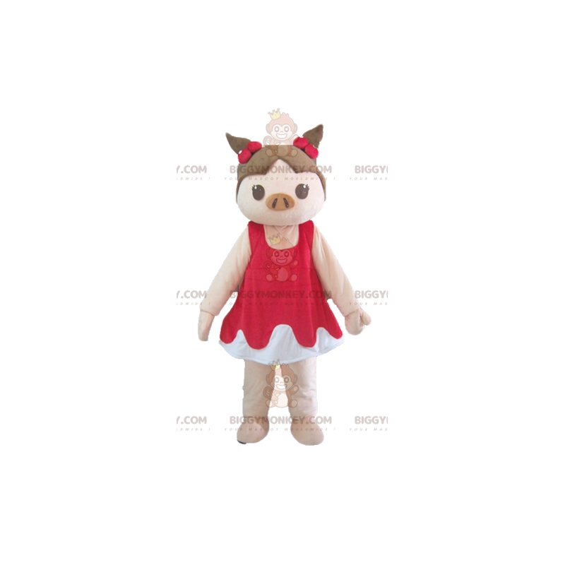 BIGGYMONKEY™ Maskottchenkostüm Pinkes und braunes Schwein im BIGGYMONKEY™ Maskottchenkostüm Pinkes und braunes Schwein im