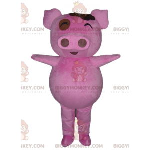 BIGGYMONKEY™ Funny Plump Pink Pig Mascot Costume -