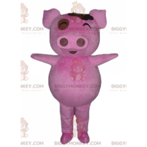 BIGGYMONKEY™ rolig fyllig rosa grismaskotdräkt - Gris maskot - BIGGYMONKEY_02695 - BiggyMonkey.com