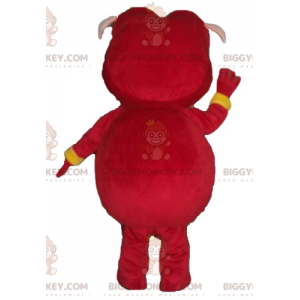 BIGGYMONKEY™ Pink Pig Mascot Costume Dressed in Red and Yellow