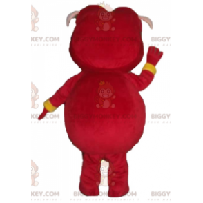 BIGGYMONKEY™ Pink Pig Mascot Costume Dressed in Red and Yellow