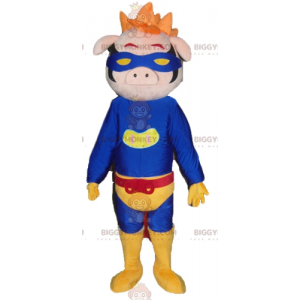 Στολή μασκότ Pig BIGGYMONKEY™ ντυμένη με στολή υπερήρωα -