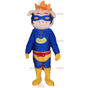 Disfraz de mascota Pig BIGGYMONKEY™ vestido con disfraz de superhéroe - Mascotas de cerdo - BIGGYMONKEY_02697 - BiggyMonkey.com