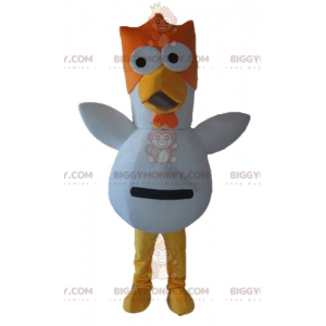 BIGGYMONKEY™ White Orange Yellow Hen Rooster Bird Mascot