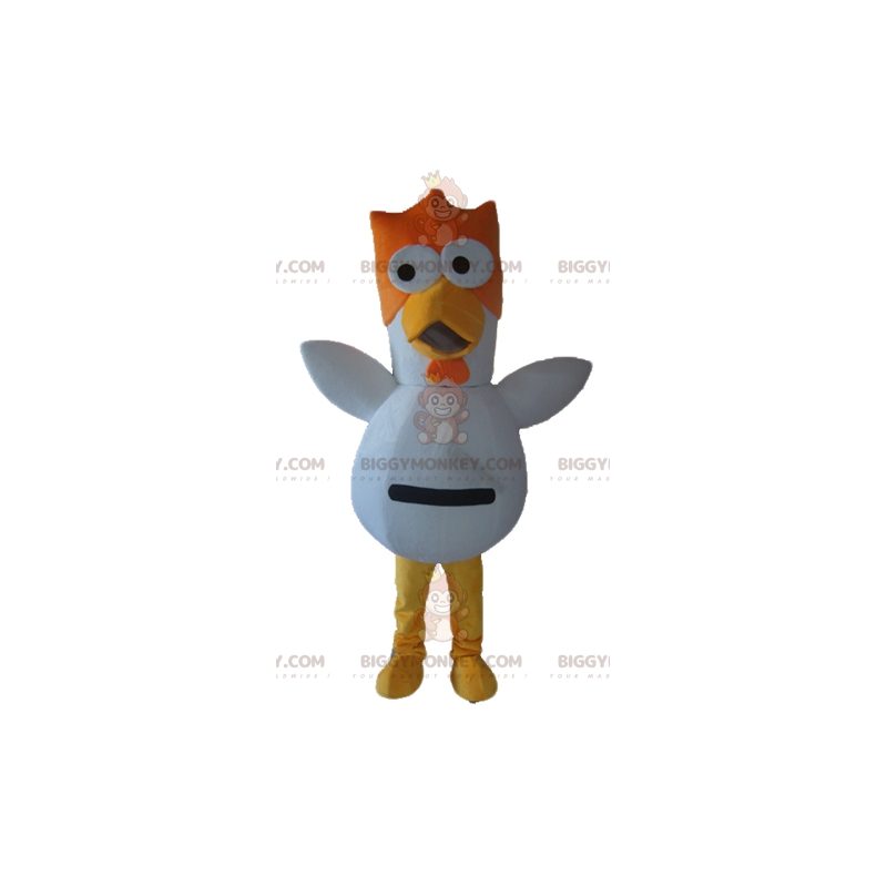 BIGGYMONKEY™ White Orange Yellow Hen Rooster Bird Mascot