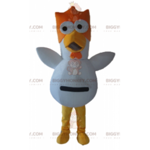 BIGGYMONKEY™ White Orange Yellow Hen Rooster Bird Mascot