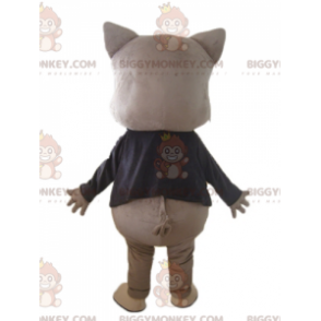 Costume de mascotte BIGGYMONKEY™ de cochon gris en veste noire et un nœud de papillon - Mascottes Cochon - BiggyMonkey.com