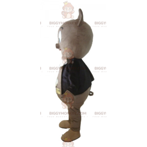 Costume de mascotte BIGGYMONKEY™ de cochon gris en veste noire et un nœud de papillon - Mascottes Cochon - BiggyMonkey.com