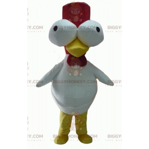 BIGGYMONKEY™ Mascot Costume White and Red Rooster with Googly