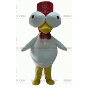 BIGGYMONKEY™ Mascot Costume White and Red Rooster with Googly