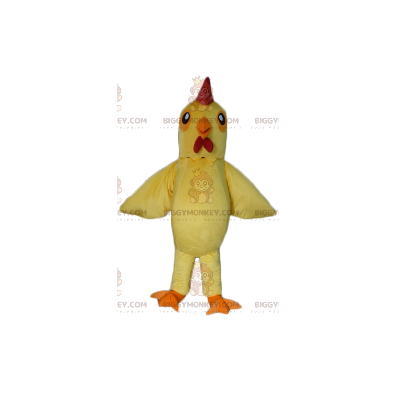 Fato de mascote de galinha gigante amarelo e vermelho Fato de mascote de galinha gigante amarelo e vermelho