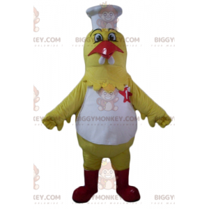 BIGGYMONKEY™ Mascot Costume Giant Yellow Hen In Chef Outfit -