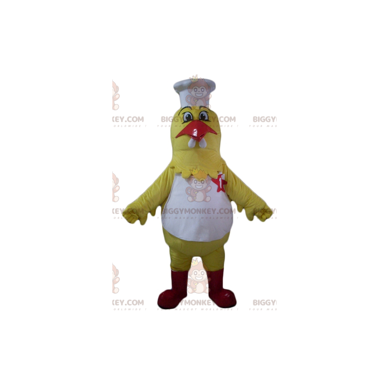 BIGGYMONKEY™ Mascot Costume Giant Yellow Hen In Chef Outfit - BIGGYMONKEY™ Mascot Costume Giant Yellow Hen In Chef Outfit -