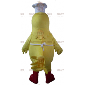 Disfraz de mascota BIGGYMONKEY™ Gallina amarilla gigante con traje de chef - BiggyMonkey.com