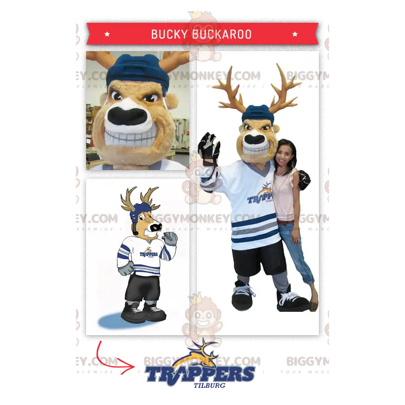 Hockey Player Caribou BIGGYMONKEY™ Mascot Costume – Hockey Player Caribou BIGGYMONKEY™ Mascot Costume –
