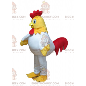Geel, wit en rood kippenhok BIGGYMONKEY™ mascottekostuum -