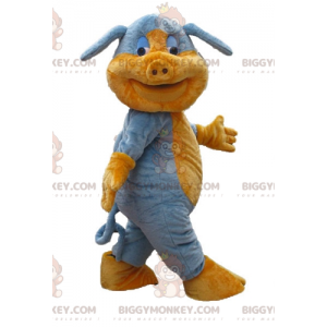 Soft and Cute Blue and Orange Pig BIGGYMONKEY™ Mascot Costume -