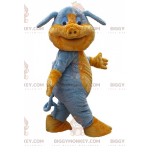 Soft and Cute Blue and Orange Pig BIGGYMONKEY™ Mascot Costume –