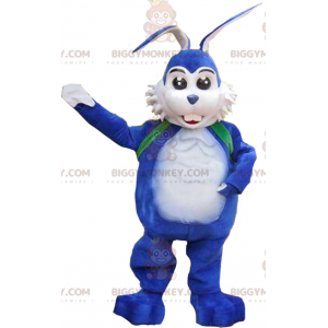Weißes und blaues Kaninchen BIGGYMONKEY™ Maskottchenkostüm
