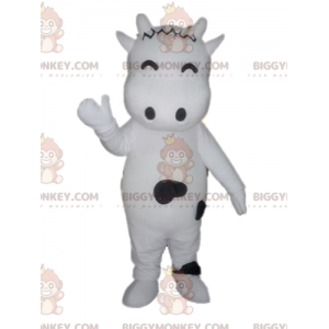 Cute and Affectionate White and Black Cow BIGGYMONKEY™ Mascot
