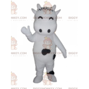 Cute and Affectionate White and Black Cow BIGGYMONKEY™ Mascot