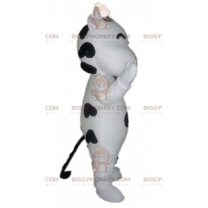 Bonito y cariñoso disfraz de mascota de vaca blanca y negra