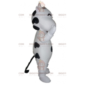 Cute and Affectionate White and Black Cow BIGGYMONKEY™ Mascot