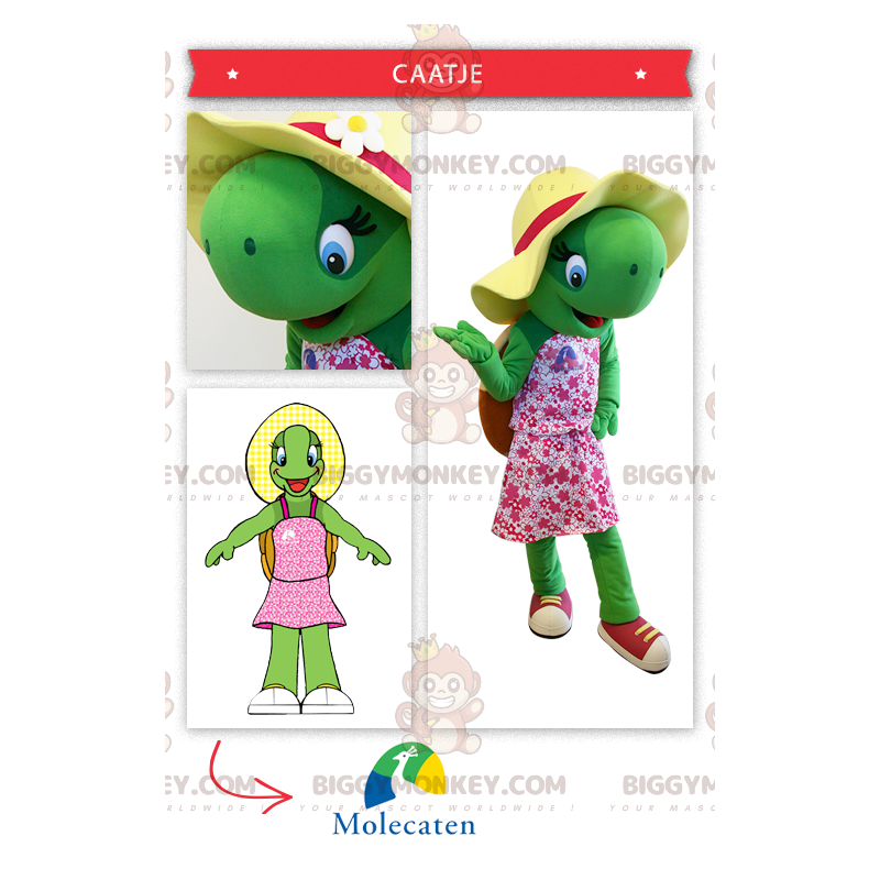 Traje de mascote bonito da tartaruga verde BIGGYMONKEY™ –