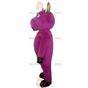 Kostým maskota BIGGYMONKEY™ Růžová kráva se zlatými rohy a prstenem - Krávy maskoti - BIGGYMONKEY_02725 - BiggyMonkey.com