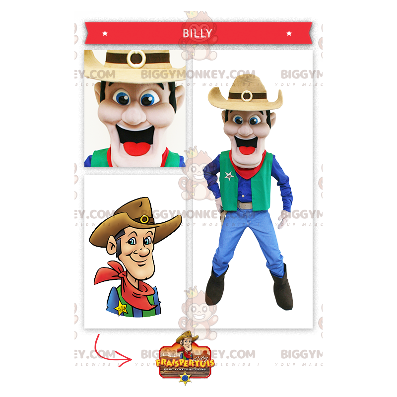 Costume de mascotte BIGGYMONKEY™ de cow-boy du far-west - Costume de mascotte BIGGYMONKEY™ de cow-boy du far-west -