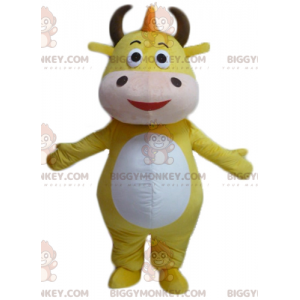 BIGGYMONKEY™ Yellow and White Bull Cow Mascot Costume -