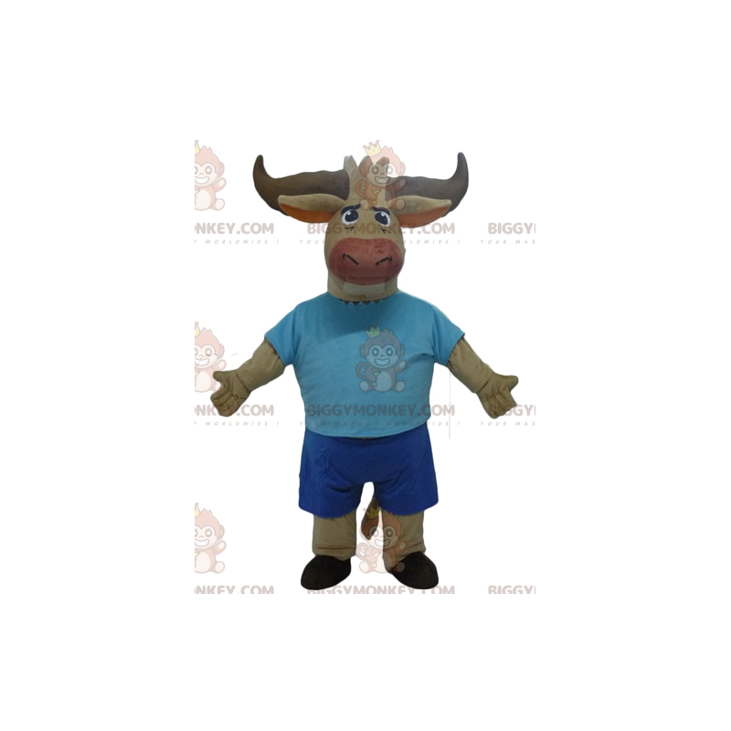 Costume de mascotte BIGGYMONKEY™ de buffle de taureau marron Costume de mascotte BIGGYMONKEY™ de buffle de taureau marron