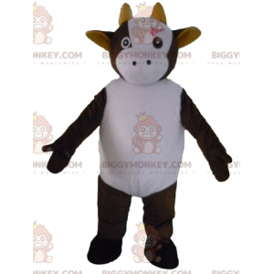 Cute and Affectionate Brown and White Cow BIGGYMONKEY™ Mascot