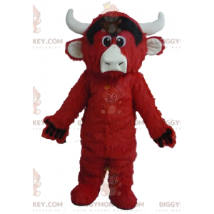 BIGGYMONKEY™ Helt behåret rød sort og hvid komaskotkostume -