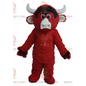 BIGGYMONKEY™ All Hairy Red Black and White Cow Mascot Costume –