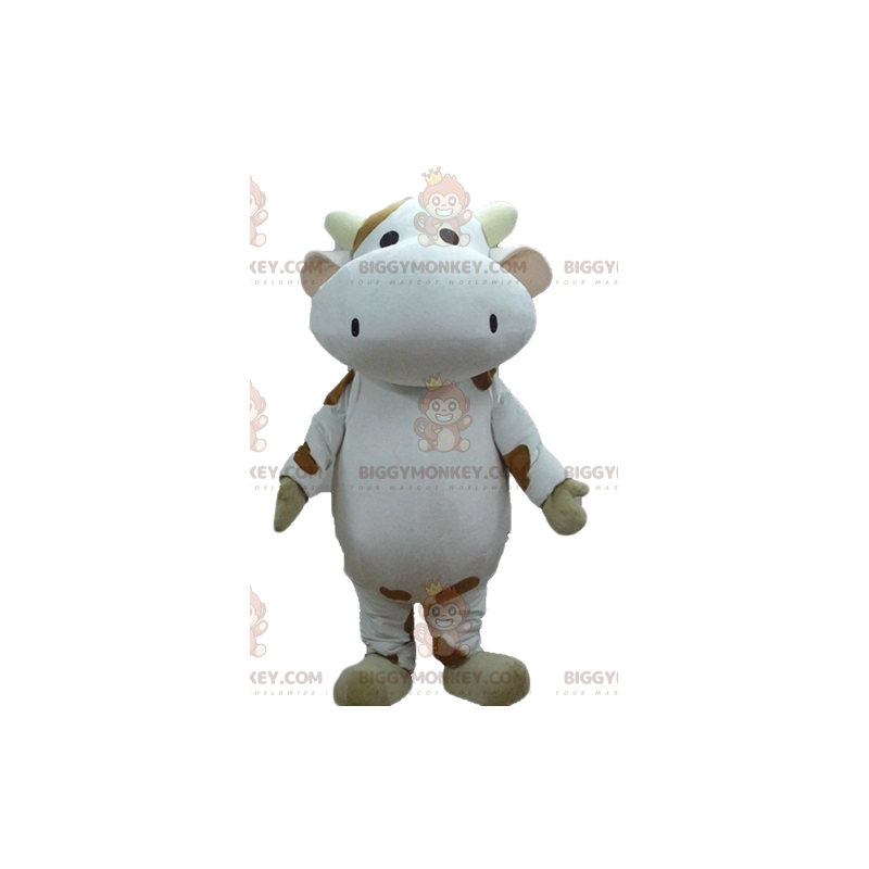 Jättevit och brun ko BIGGYMONKEY™ maskotdräkt - BiggyMonkey