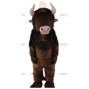BIGGYMONKEY™ Mascot Costume Brown Bison with Pink Horns -