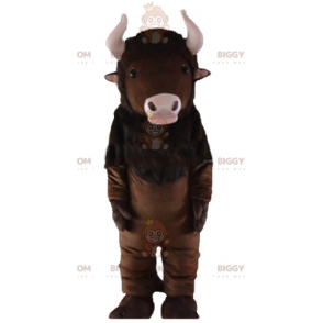 BIGGYMONKEY™ Mascot Costume Brown Bison with Pink Horns - Cow Mascots - BIGGYMONKEY_02737 - BiggyMonkey.com