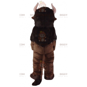 BIGGYMONKEY™ Mascot Costume Brown Bison with Pink Horns - Cow Mascots - BIGGYMONKEY_02737 - BiggyMonkey.com