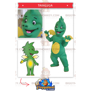 Costume de mascotte BIGGYMONKEY™ de bébé dragon vert et jaune -